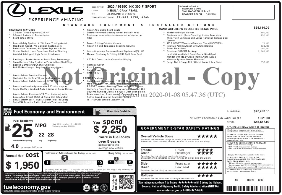 2020 Lexus NX 300 F SPORT - Photo 125
